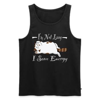 I m Not Lazy I Save Energy Cat Cat Baby - Men's Premium Organic Tank Top - black - Front - AI Model Male 178 light (178cm)