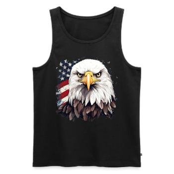 Patriotic Animal Bald Eagle US American Flag - Männer Premium Bio Tank Top - Schwarz - Vorne - Michal (187cm)
