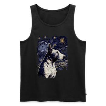 Bullterrier Starry Night - Männer Premium Bio Tank Top - Schwarz - Vorne - Michal (187cm)