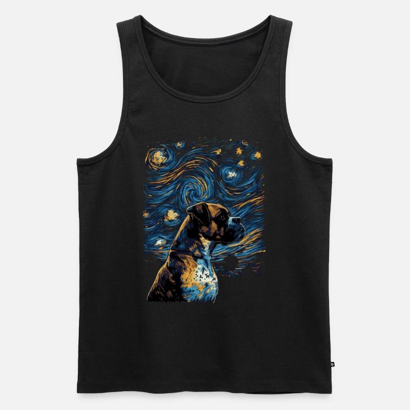 Boxerhund Starry Night - Männer Premium Bio Tank Top - Schwarz