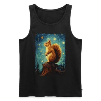 Écureuil Nuit étoilée - Débardeur bio Premium Homme - noir - Devant - Michal (187cm)