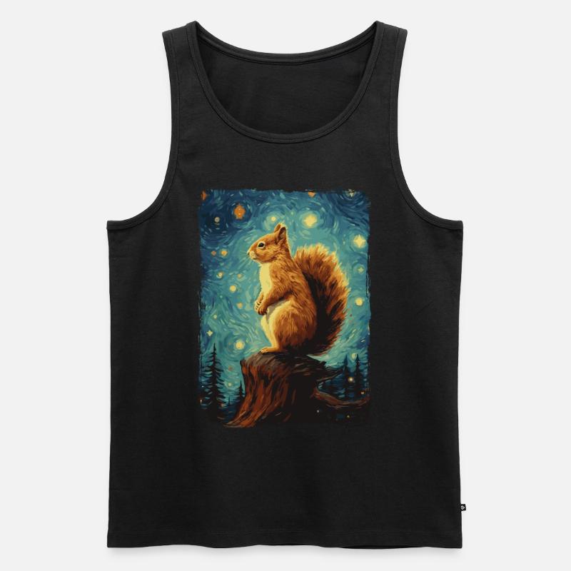Squirrel Starry Night - Men's Premium Organic Tank Top - black
