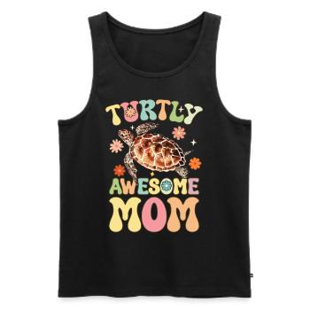 Groovy Turtle Lover Mom - Men's Premium Organic Tank Top - black - Front - Michal (187cm)