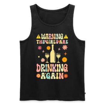 Groovy Wine Drinking - Men's Premium Organic Tank Top - black - Front - AI Model Male 178 light (178cm)