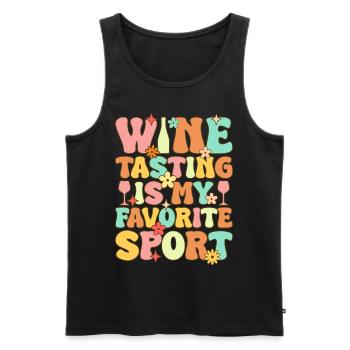 Groovy Wine Drinking - Men's Premium Organic Tank Top - black - Front - AI Model Male 178 light (178cm)