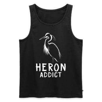 Heron Addict - Männer Premium Bio Tank Top - Schwarz - Vorne - AI Model Male 178 light (178cm)