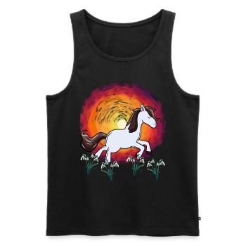 Poney Soleil Perce-Neige Fleurs Printemps Cheval - Débardeur bio Premium Homme - noir - Devant - Michal (187cm)