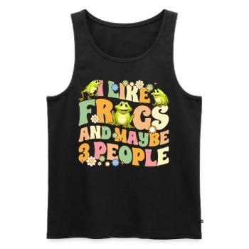 Groovy Frog Lovers - Men's Premium Organic Tank Top - black - Front - AI Model Male 178 light (178cm)