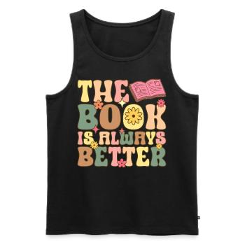 Groovy Book Reader - Men's Premium Organic Tank Top - black - Front - AI Model Male 178 light (178cm)