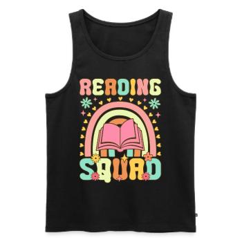 Groovy Book Reader - Men's Premium Organic Tank Top - black - Front - AI Model Male 178 light (178cm)