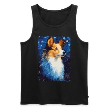 Shetland Shepherd Starry Night - Men's Premium Organic Tank Top - black - Front - Michal (187cm)
