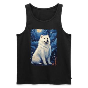Samoyed Starry Night - Männer Premium Bio Tank Top - Schwarz - Vorne - AI Model Male 178 light (178cm)