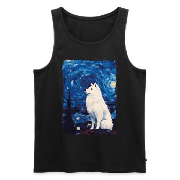 Samoyed Starry Night - Männer Premium Bio Tank Top - Schwarz - Vorne - AI Model Male 178 light (178cm)