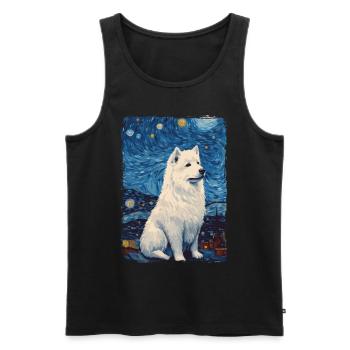 Samoyed Starry Night - Männer Premium Bio Tank Top - Schwarz - Vorne - AI Model Male 178 light (178cm)
