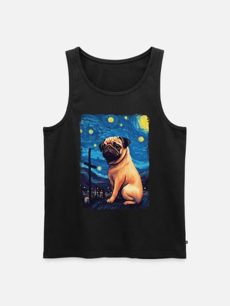 Mops Starry Night - Männer Premium Bio Tank Top - Schwarz