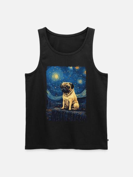 Pug Starry Night - Men's Premium Organic Tank Top - black