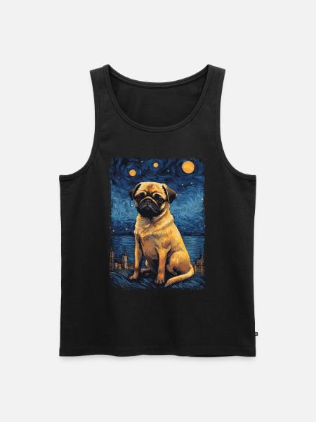 Mops Starry Night - Männer Premium Bio Tank Top - Schwarz
