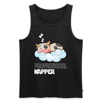Professinonal Napper Cow Sleeping Late Riser - Men's Premium Organic Tank Top - black - Front - AI Model Male 178 light (178cm)