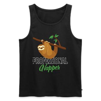 Professinonal Napper, Sloth, Sloth, Sleeping, - Men's Premium Organic Tank Top - black - Front - Michal (187cm)