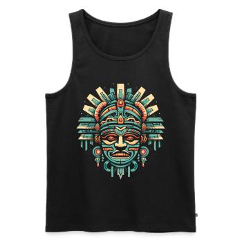Aztekische Krieger Maske Maya Kultur Antike - Männer Premium Bio Tank Top - Schwarz - Vorne - Michal (187cm)