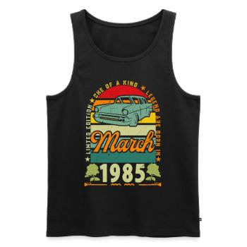 März 1985, März 1985, März 1985. - Männer Premium Bio Tank Top - Schwarz - Vorne - Michal (187cm)