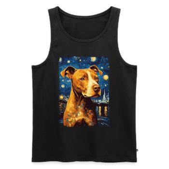 Pitbull Dog Starry Night - Men's Premium Organic Tank Top - black - Front - AI Model Male 178 light (178cm)