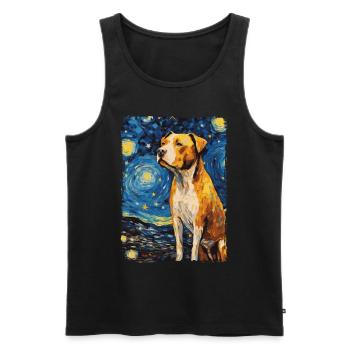 Pitbull Dog Starry Night - Men's Premium Organic Tank Top - black - Front - AI Model Male 178 light (178cm)