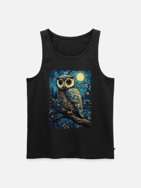 Eule Starry Night - Männer Premium Bio Tank Top - Schwarz