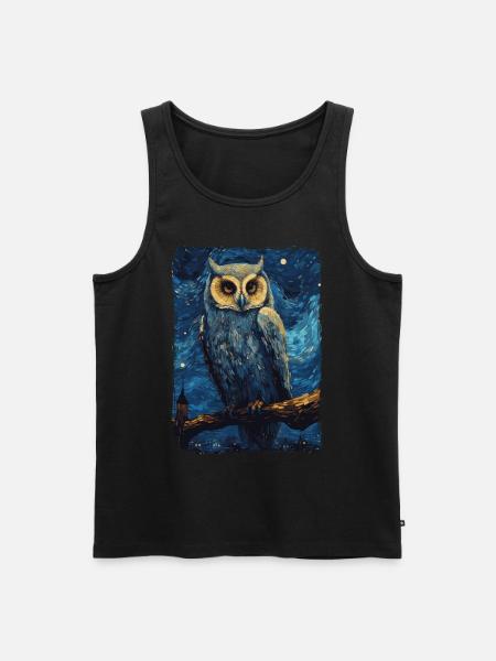 Eule Starry Night - Männer Premium Bio Tank Top - Schwarz
