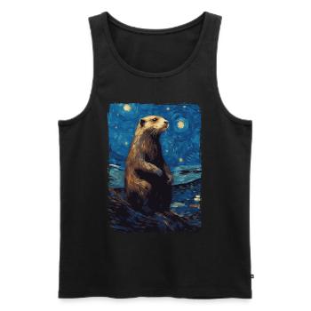 Loutre Nuit étoilée - Débardeur bio Premium Homme - noir - Devant - Michal (187cm)