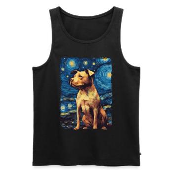 Pitbull Dog Starry Night - Men's Premium Organic Tank Top - black - Front - AI Model Male 178 light (178cm)
