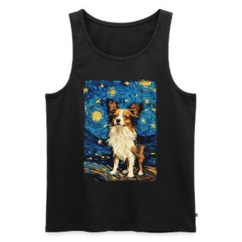 Papillon Hund Starry Night - Männer Premium Bio Tank Top - Schwarz - Vorne - AI Model Male 178 light (178cm)