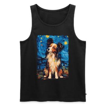 Papillon Hund Starry Night - Männer Premium Bio Tank Top - Schwarz - Vorne - AI Model Male 178 light (178cm)