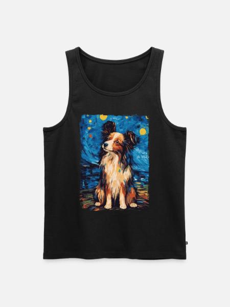 Papillon Hund Starry Night - Männer Premium Bio Tank Top - Schwarz