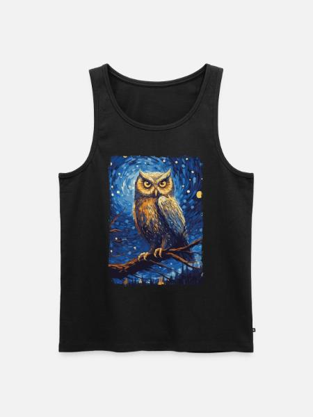 Eule Starry Night - Männer Premium Bio Tank Top - Schwarz