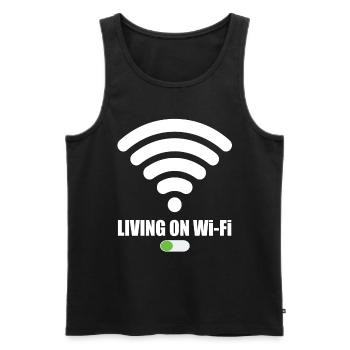 Living On Wi-Fi Wifi Wifi Saying Internet Signal - Men's Premium Organic Tank Top - black - Front - Michal (187cm)