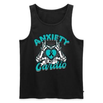 Trouble anxieux L’anxiété est mon cardio - Débardeur bio Premium Homme - noir - Devant - Michal (187cm)