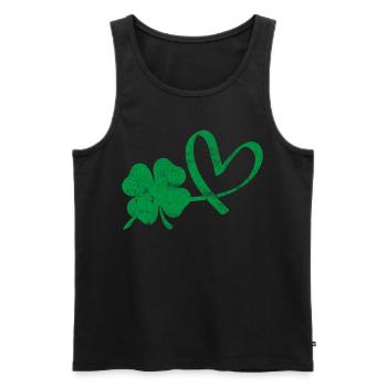 Cœur vert de trèfle irlandais - Débardeur bio Premium Homme - noir - Devant - Michal (187cm)