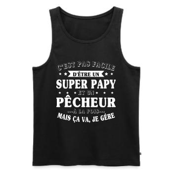 Super-Opa und Fischer-Geschenk - Männer Premium Bio Tank Top - Schwarz - Vorne - Michal (187cm)