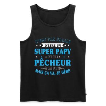 Super-Opa und Fischer-Geschenk - Männer Premium Bio Tank Top - Schwarz - Vorne - Michal (187cm)