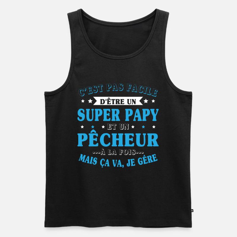 Super-Opa und Fischer-Geschenk - Männer Premium Bio Tank Top - Schwarz