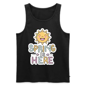 Frühling Spring is here Sonne Blumen - Männer Premium Bio Tank Top - Schwarz - Vorne - AI Model Male 178 light (178cm)