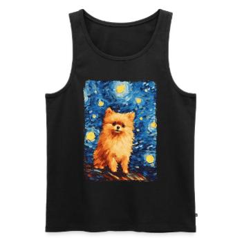Zwergspitz Starry Night - Männer Premium Bio Tank Top - Schwarz - Vorne - AI Model Male 178 light (178cm)
