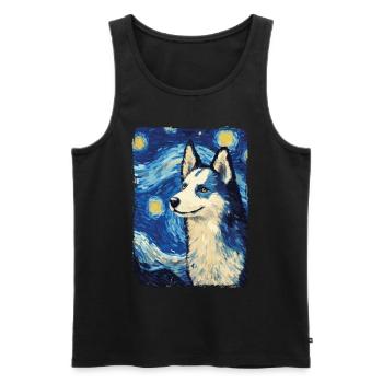 Husky Starry Night - Männer Premium Bio Tank Top - Schwarz - Vorne - AI Model Male 178 light (178cm)