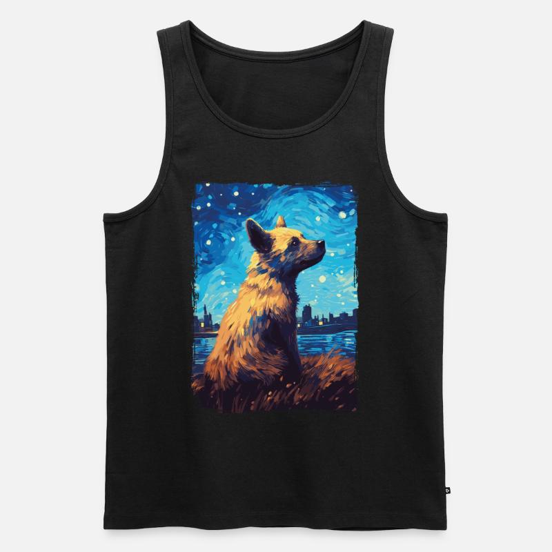Hyäne Starry Night - Männer Premium Bio Tank Top - Schwarz