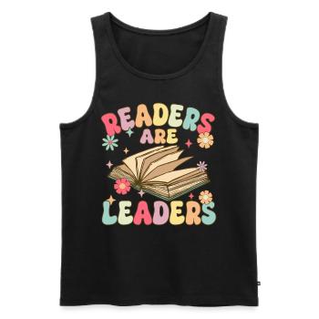 Groovy Book Reader - Men's Premium Organic Tank Top - black - Front - AI Model Male 178 light (178cm)