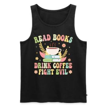Groovy Book Reader - Men's Premium Organic Tank Top - black - Front - AI Model Male 178 light (178cm)