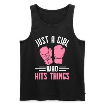 Just A Girl who hits things - Men's Premium Organic Tank Top - black - Front - Michal (187cm)