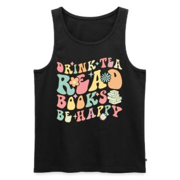 Groovy Book Reader - Men's Premium Organic Tank Top - black - Front - AI Model Male 178 light (178cm)