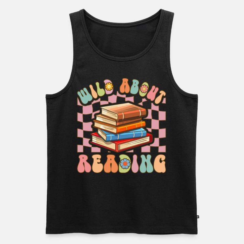 Groovy Book Reader Buch lesen - Männer Premium Bio Tank Top - Schwarz